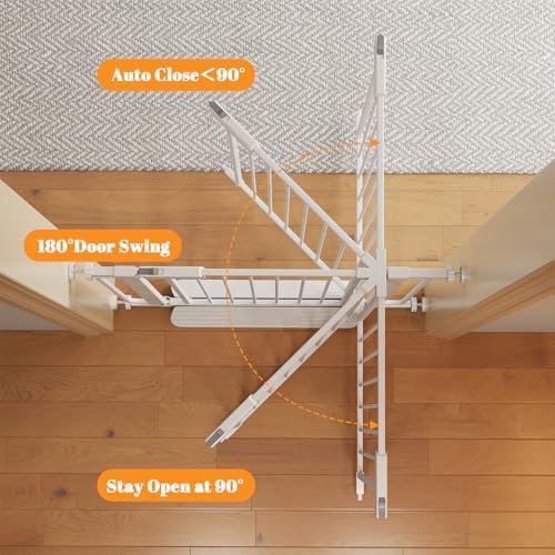 Extra Wide Baby Gate with Door 62-70 Inch Pressure Mounted, Auto Close Child Baby Gates for Doorways No Drill, Walk Through Dog Gate Indoor for The House, White - Image 5