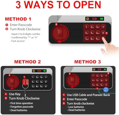 5.2 Cuft Large Floor Safe, Heavy Duty Fire Proof Safes for Home Use with Digital Keypad, Removable Shelves and Alarm System, Anti-theft Home Safe for Documents Money - Image 6