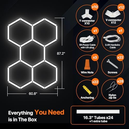 Hexagon Garage Lights: 168W 5 Grids Hexagon Led Lights 18480LM - Image 6
