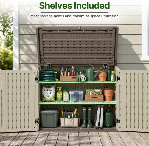 Macrout 25 Cu Ft Outdoor Storage Cabinet with Shelves, Waterproof ST5737 - Image 5
