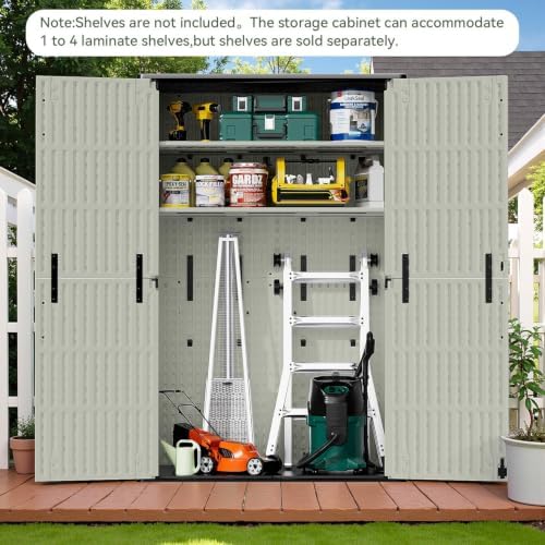 Patiowell 50 Cu.ft Resin Horizontal Outdoor Storage Shed, Plastic Cabinet - Image 5