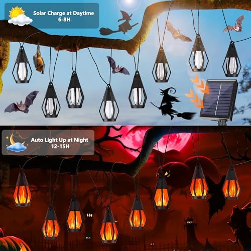 Solar String Lights for Outside, 21Ft Solar Patio Light with 10 Flickering - Image 3