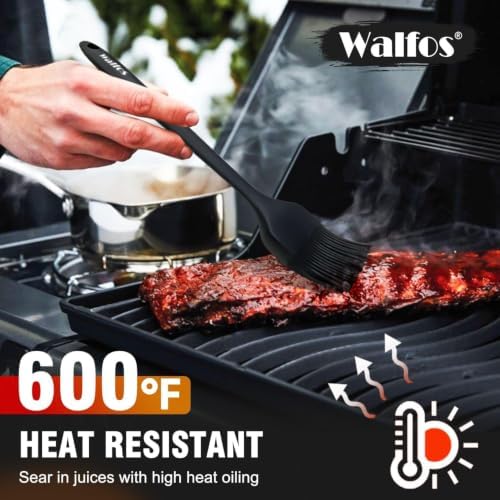 Walfos 600°F Heat Resistant Silicone Basting Brushes BPA Free Pastry Brush, Spread Oil Butter Sauce for BBQ Grill Baking Kitchen Cooking, Dishwasher Safe (2 SIZE) - Image 3