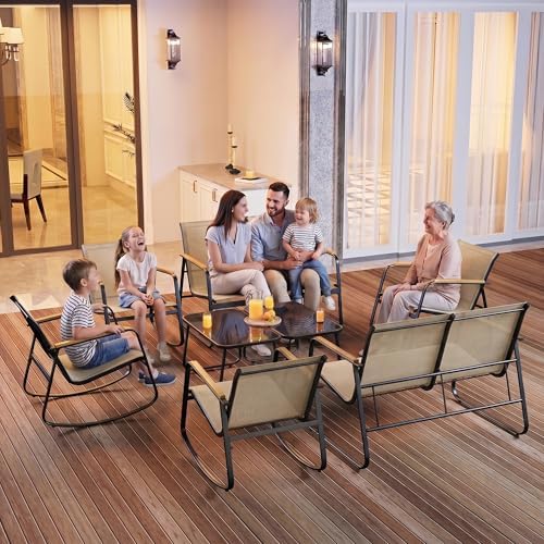 Ahomly 8-Piece Textilene Outdoor Patio Furniture Set, Brown - Image 6