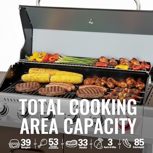 Royal Gourmet GA6402C 6-Burner Propane Gas Grill with Side Burner, Coffee - Image 4