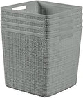 Curver Set of 4 Large Cube 17L Jute Decorative Plastic Organization and Storage Baskets - Perfect Bins for Home Office, Closet Shelves, Kitchen Pantry and All Bedroom Essentials, Grey by Unknown