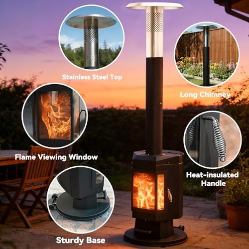 80" Premium Wood Pellet Patio Heater with Glass Window, FP058 - Image 3
