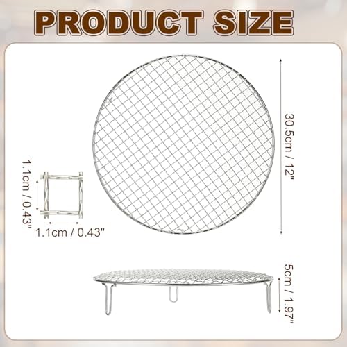 uxcell 12 Inch Round Cooking Rack, Stainless Steel Canning Racks with Legs, Barbecue Mesh Grill for Baking Cooling Steaming Cookware - Image 2