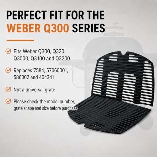 Uniflasy 7646 7584 Cast Iron Grill Grates for Weber Q300/320/3000/3100/3200 - Image 4