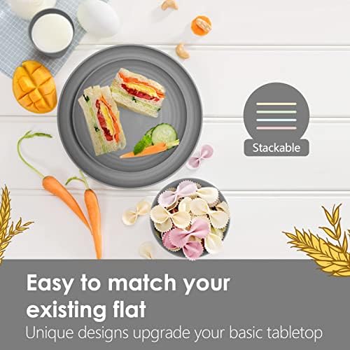 Teivio 32-Piece Plates and Bowls Sets for 8, Gray Kitchen Dinnerware Sets - Image 3