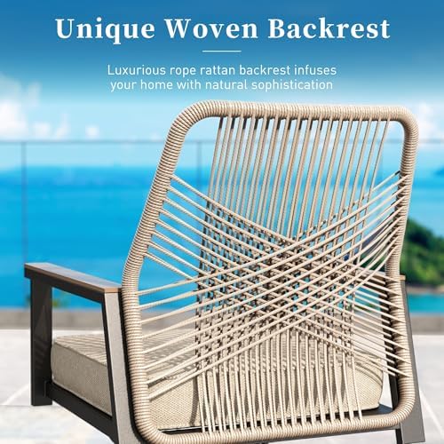 SUNSHINE VALLEY 7pc Patio Dining Set, 54" Round Table & 6 Rattan Chairs - Image 2