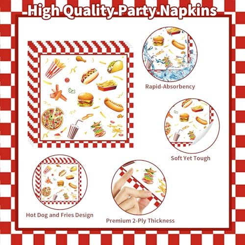 121PCS Hamburger Birthday Decorations Tableware Set for 24 Guests - Image 5