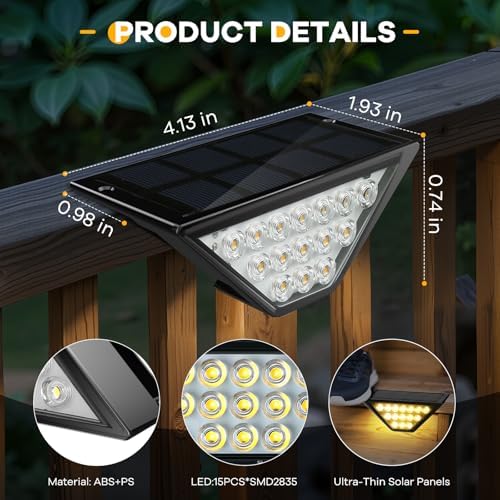 BKBB PPBB Solar Step Lights for Outside, Solar Stair Lights Outdoor Waterproof, Deck Step Lights for Fence, Patio, Yard, Porch, Front Door, Sidewalk, Garden, Patio Decor (12, Warm White) - Image 5