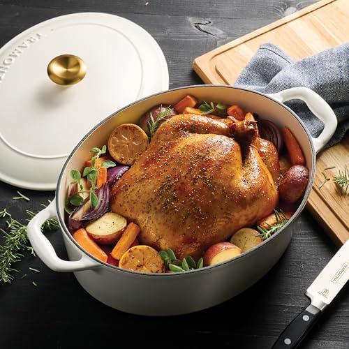 Tramontina Bestow Enameled Cast Iron 7-Qt Oval Dutch Oven Pot with Lid - Image 3