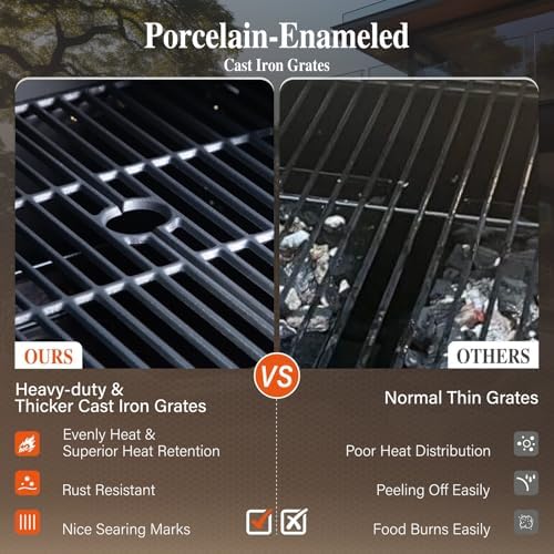 Sophia & William Charcoal and Gas Grill Combo with Side Burner, Dual Fuel - Image 4