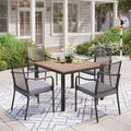 MIXPATIO 5pc Patio Dining Set, 42" Square Metal Table, 4 Chairs, Black by MIXPATIO