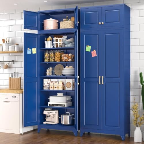 90" Metal Pantry Cabinet,Kitchen Storage Cabinet with Shelves by SteelLifeNeatlyOrganized