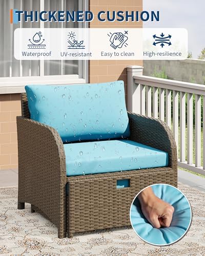 Garvee 5-Piece Outdoor Patio Conversation Set with Hidden Ottomans - Image 2