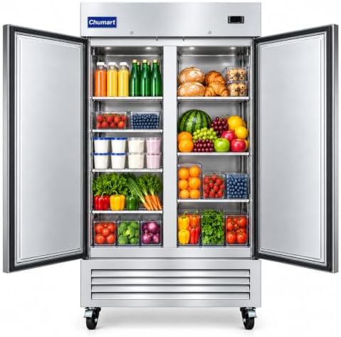 39.5" W Commercial Refrigerator with 2 door Stainless Steel 35 Cu. Ft Reach-in Refrigerator 6 Adjustable shelves Fan Cooling Fridge for Restaurant, Commercial Kitchen, Shop, ETL Certification - Image 6