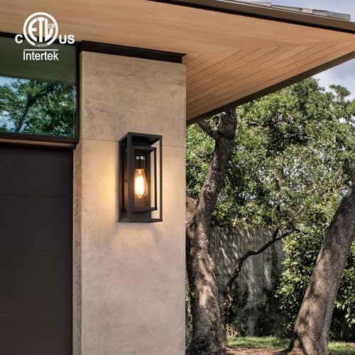 mirrea 14" Modern Outdoor Porch Wall Light, Matte Black, 4 Pack - Image 6