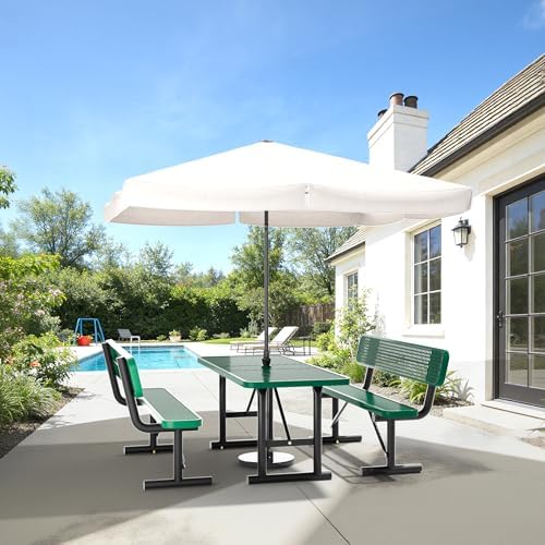 6FT Metal Picnic Tables for Outdoors, Commercial Rectangular Picnic Table for Outside, Park, Campfield, Patio, Garden, Yard, Thermoplastic Coating, Surface Mounted, Green - Image 2