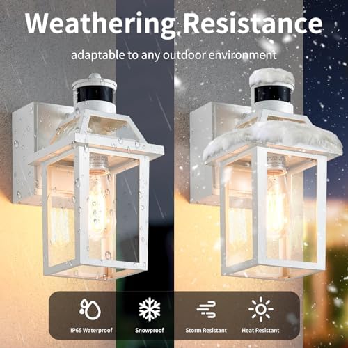Porch Lights with GFCI Outlet Dusk to Dawn Outdoor Lighting White 1Pack - Image 4