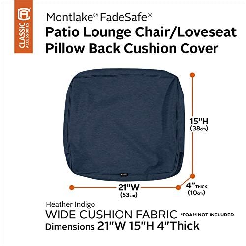 Classic Accessories Montlake FadeSafe Water-Resistant Patio Lounge Back Cushion Cover, 21 x 15 x 4 Inch, Heather Indigo, Patio Furniture Cushion Covers - Image 2