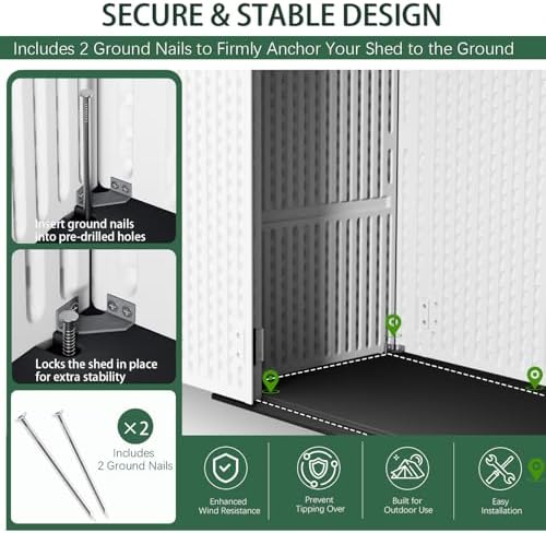 Outdoor Storage Shed Resin Waterproof Storage Cabinet for Patio Garden - Image 6