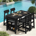 SERWALL 5-Piece Outdoor HDPE Counter-Height Bar Set with 4 Stools, Black by SERWALL