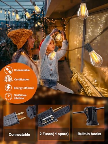Outdoor String Lights 36FT Patio Light Waterproof for Backyard Porch Bistro - Image 3