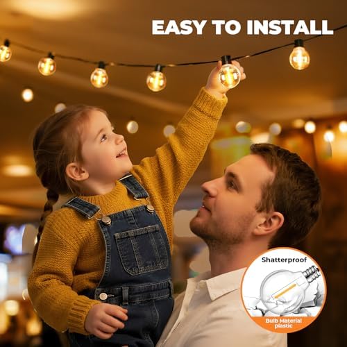 GvvooHome 50 Pack LED G40 Replacement Bulbs for String Lights, Shatterproof Plastic Globe Bulb for Indoor Outdoor Patio Decor, E12 Candelabra Socket Base, Warm White - Image 6