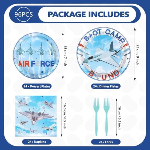 96 Pcs Air Force Party Airplane Aviation Decorations, Serves 24 - Image 2
