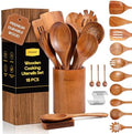 Mooues Wooden Kitchen Utensil Set, 15 Piece Natural Teak with Spoon Rest by Mooues