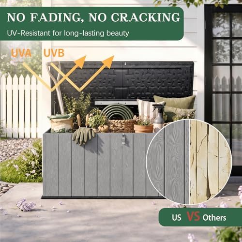 Outdoor Storage Shed, Resin Waterproof Storage Cabinet, Large Deck Box - Image 4