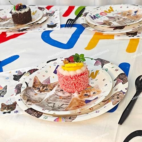 Birthday Party Plates 50 Pcs Cat Birthday Plates And Napkins Combination - Image 4