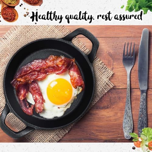Ziliny 1 Pack Mini Cast Iron Skillets 6.3 x 6.3 x 1.5 Inch Pan Ramekin Set - Image 5