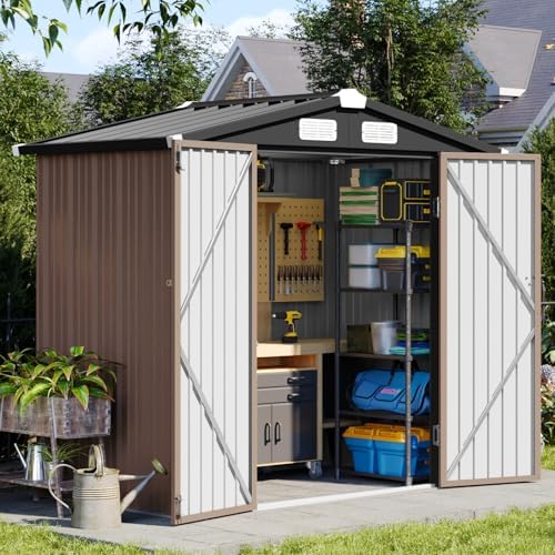 Aoxun 6x4 FT Outdoor Storage Shed, Brown by Aoxun