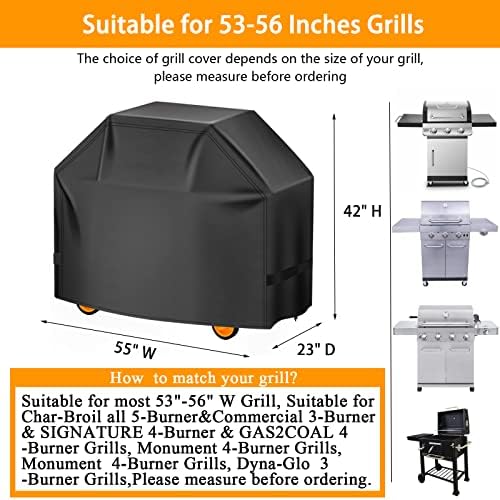 Aoretic Grill Cover, 55 inch BBQ Gas Grill Cover for Outdoor Grill, Grill Cover Barbecue Waterproof, Anti-UV for Weber Char-Broil Monument Nexgrill Spun Charbroil - Image 2