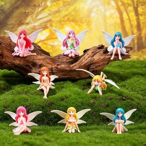 8 Pcs Mini Fairy Garden Fairies Figurines Fairy Garden Accessories Outdoor by Unknown