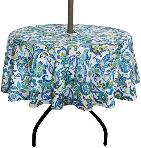 EHouseHome Outdoor and Indoor 60inch Round Tablecloth with Umbrella Hole and Zipper, Waterproof Zippered Patio Cloths, Spring/Summer Table Covers for Backyard Circular Table/BBQs/Picnic by EHouseHome