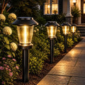 Solar Pathway Lights Outdoor, 10 Pack Warm White Tungsten Filament Solar Lights, 3 Lighting Modes, Auto On/Off, IP65 Waterproof, Dusk to Dawn Solar Garden Lights for Yard, Driveway, Lawn & Landscape by Unknown