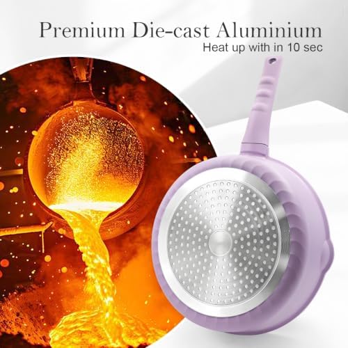 12 Inch Deep Frying Pan Skillet Nonstick with Lid, 5 Qt Saute Pan - Image 7