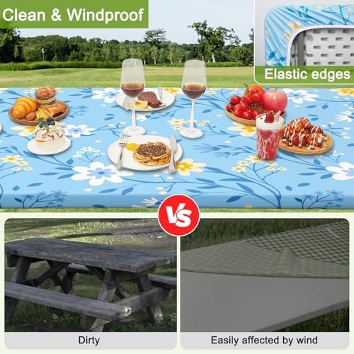 Picnic Table and Bench Cover Set, Waterproof Fitted Elastic Cloth - Image 5