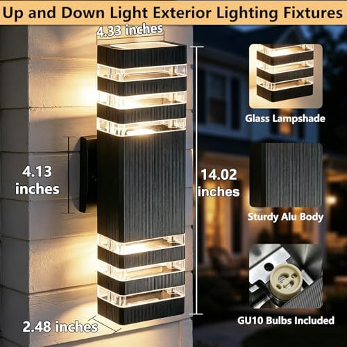 Black Outdoor Lights for House Waterproof Modern Exterior Lighting Fixtures - Image 2