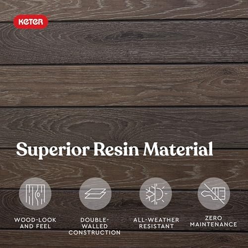 Keter Signature Collection 150 Gallon Resin Deck Box Organization and Storage Box for Patio Outdoor Cushions, Throw Pillows, Garden Tools and Pool Supplies, Walnut - Image 5