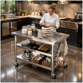 Stainless steel kitchen prep and work table with Wheels,48x24in,Multi-Size by Unknown
