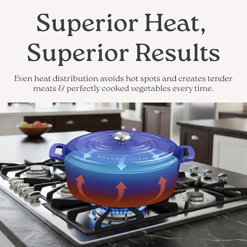 Rossallini Enameled Cast Iron Oval Dutch Oven with Lid, 15.5 Quart, Sage - Image 3