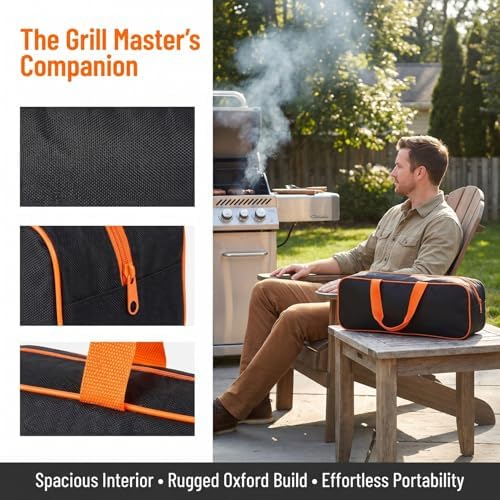 BBQ Tool Bag Portable Grill Utensil Organizer 14.76 Inch Oxford Tote - Image 2