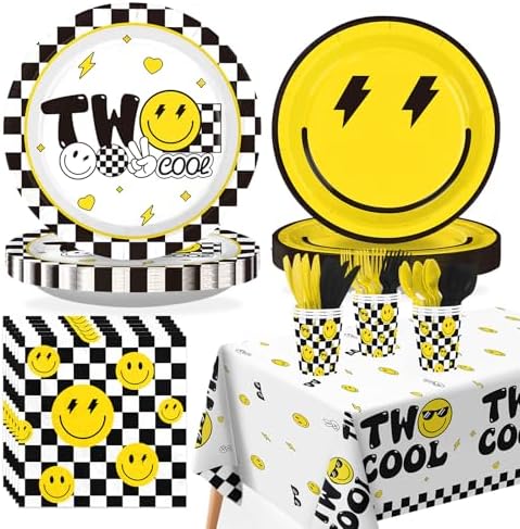 170 Pcs Two Cool Birthday Party Decorations for Boys, Serves 24 by Greencian
