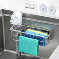 3-In-1 Sponge Holder for Kitchen Sink with Suction Cups & Adhesive Hook , In-sink Sponge Holder, Wall Hanging Sink Caddy Organizer Rack - Sponge, Dish Cloth, Brush, Scrubber - 304 Stainless Steel by MakeLifeBetterEasier